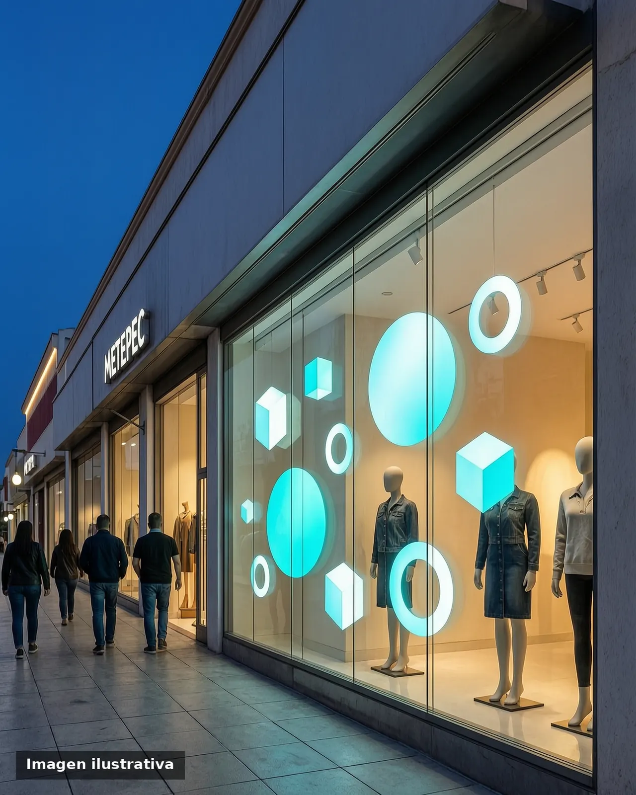 Pantalla LED transparente en el escaparate de una tienda que deja ver el interior.